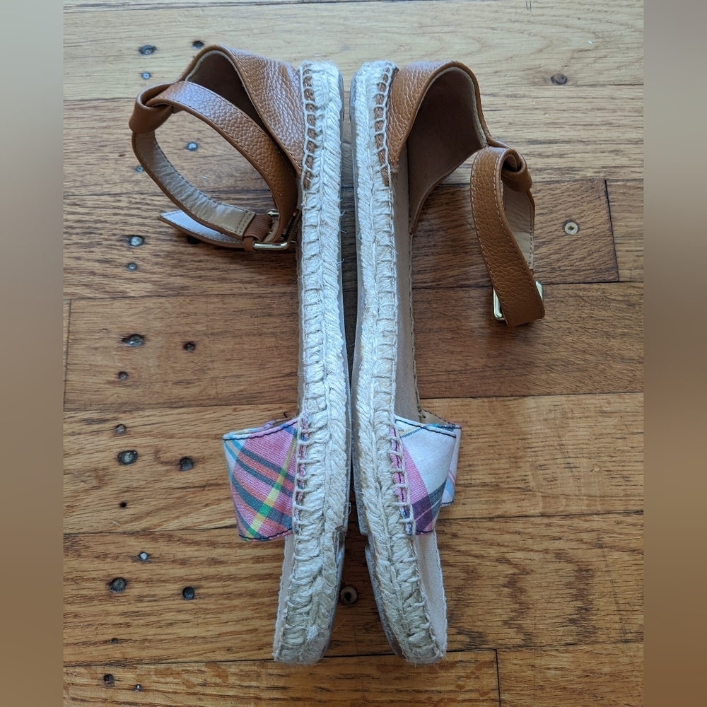 Talbot's Summer Plaid & Leather Espadrille Sandals - Picture 4 of 6